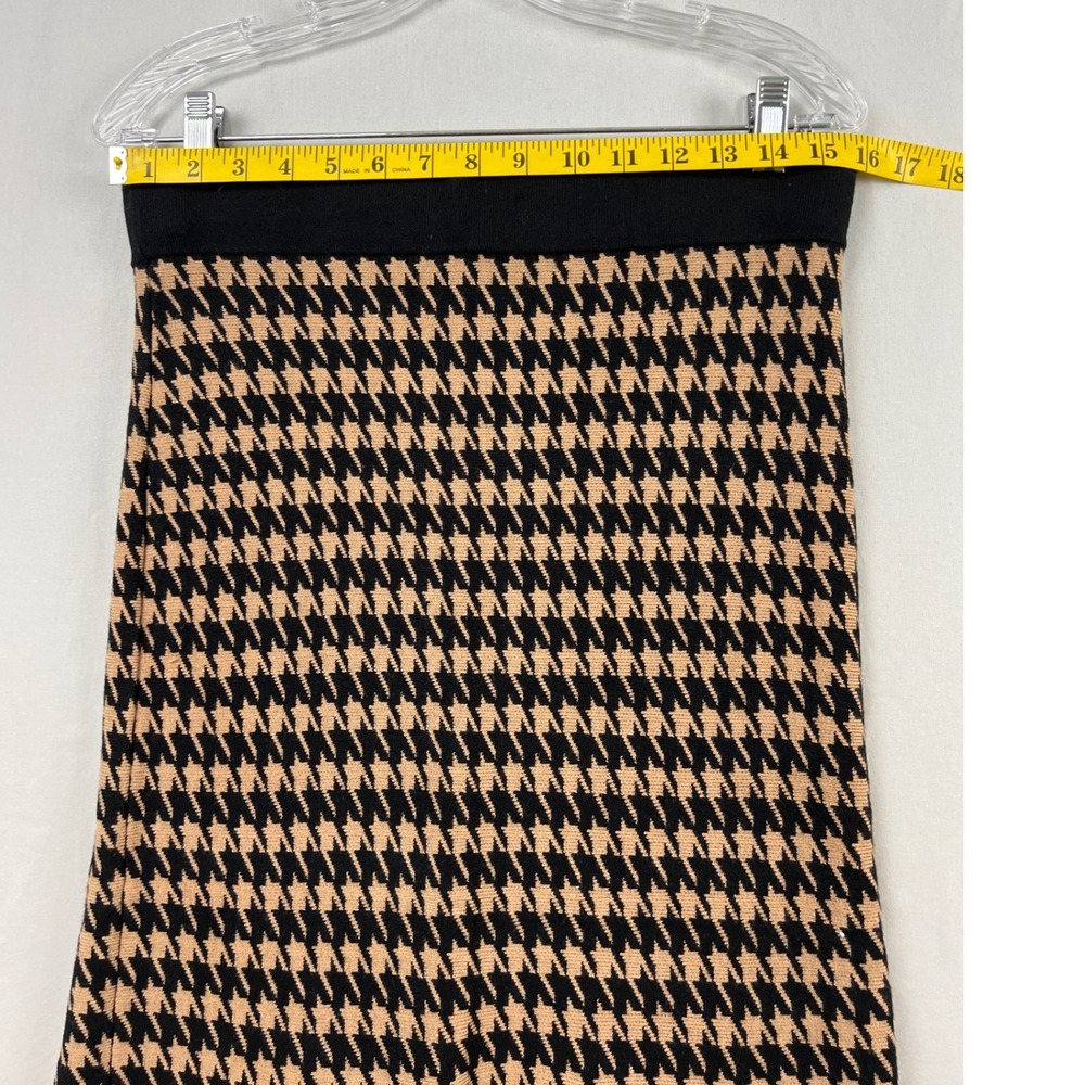 Ann Taylor Sweater Skirt Womens Medium Tan Black Houndstooth Flared Midi - Picture 4 of 7